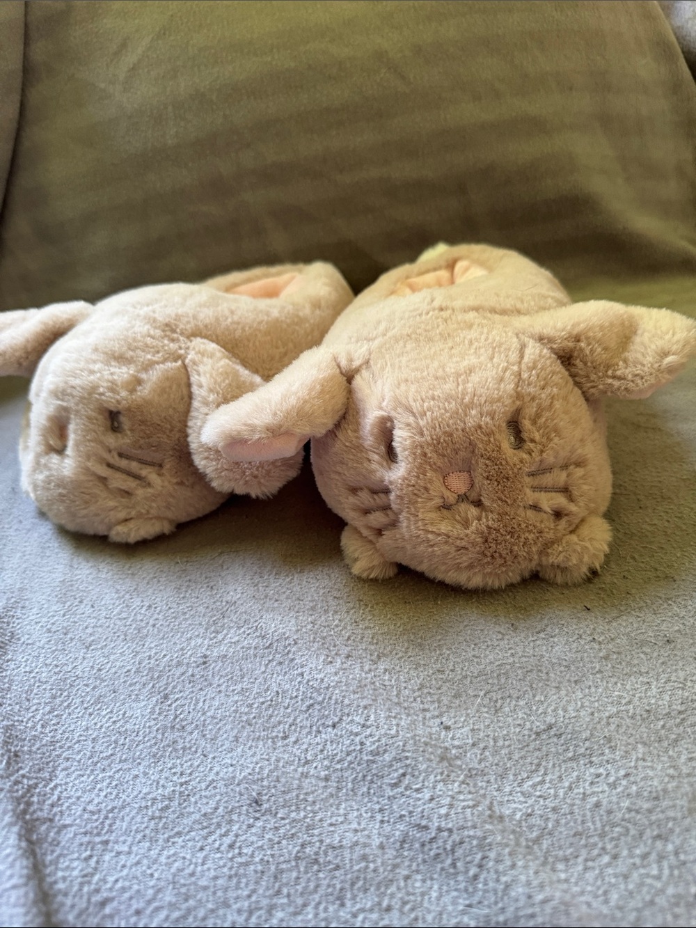 Target Plush Bunny Kids Slippers in Light Beige